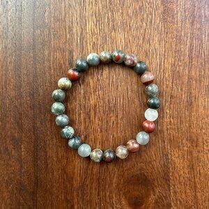 African Bloodstone Natural Stone Bracelet 7" - 8mm Beads